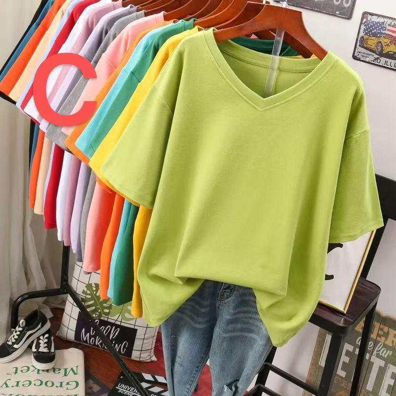 半袖tシャツ レディース トップス 半袖 tシャツ 無地 大きいサイズ カットソー 薄手 Vネック カジュアル シンプルtシャツ ゆるカットソー LUGA055(10色M-5XL) |  | 02