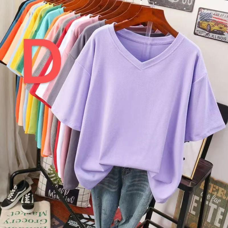 半袖tシャツ レディース トップス 半袖 tシャツ 無地 大きいサイズ カットソー 薄手 Vネック カジュアル シンプルtシャツ ゆるカットソー LUGA055(10色M-5XL) |  | 03