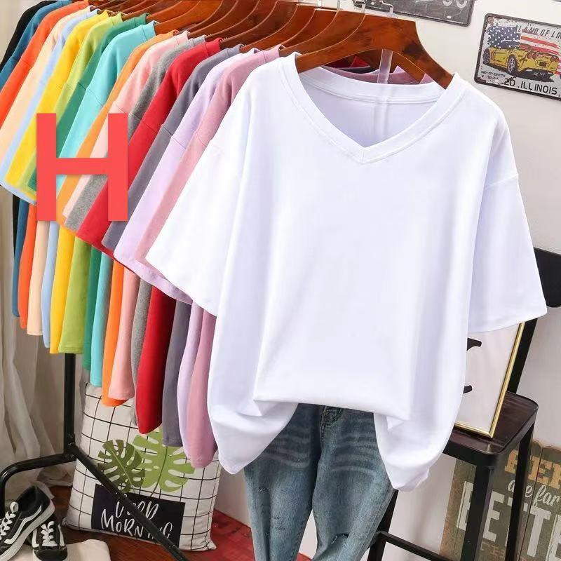 半袖tシャツ レディース トップス 半袖 tシャツ 無地 大きいサイズ カットソー 薄手 Vネック カジュアル シンプルtシャツ ゆるカットソー LUGA055(10色M-5XL) |  | 07