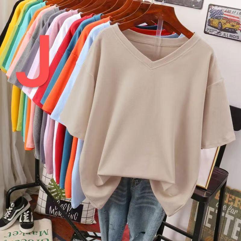 半袖tシャツ レディース トップス 半袖 tシャツ 無地 大きいサイズ カットソー 薄手 Vネック カジュアル シンプルtシャツ ゆるカットソー LUGA055(10色M-5XL) |  | 09