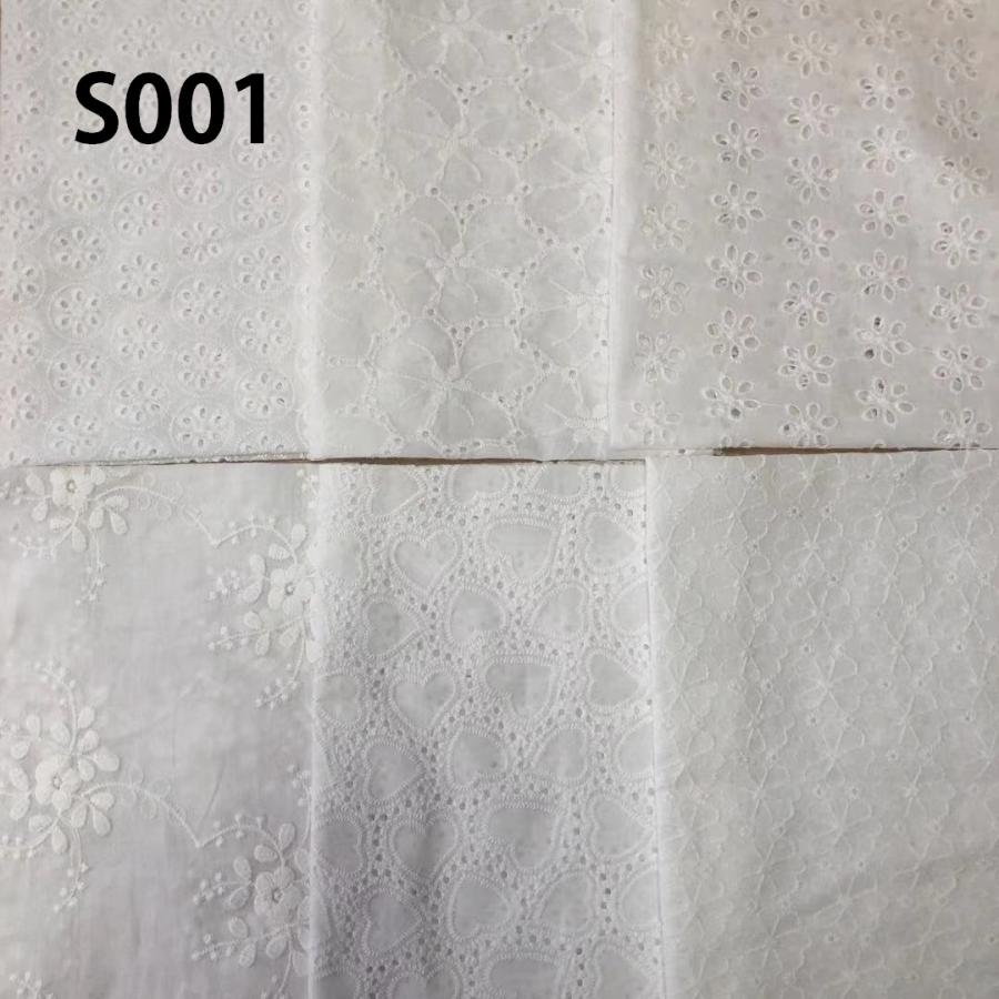 綿レース生地 マスク用生地 綿100% カット 花柄 刺繍 コットンレース ワークレース 30cm*40cm 6枚セット | 