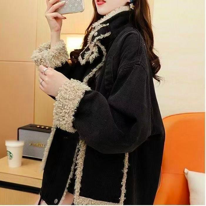 デニムコート 冬 デニムジャケット レディース ファーコート裏起毛 秋冬 ボアブルゾン ショート丈 ボアコート 前開き ポケット付き  SLCD034(2色S-2XL) |  | 06