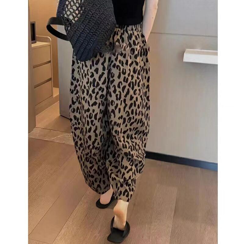 ヒョウ柄パンツ レディース レオパード パンツ ウエストゴム 春 夏