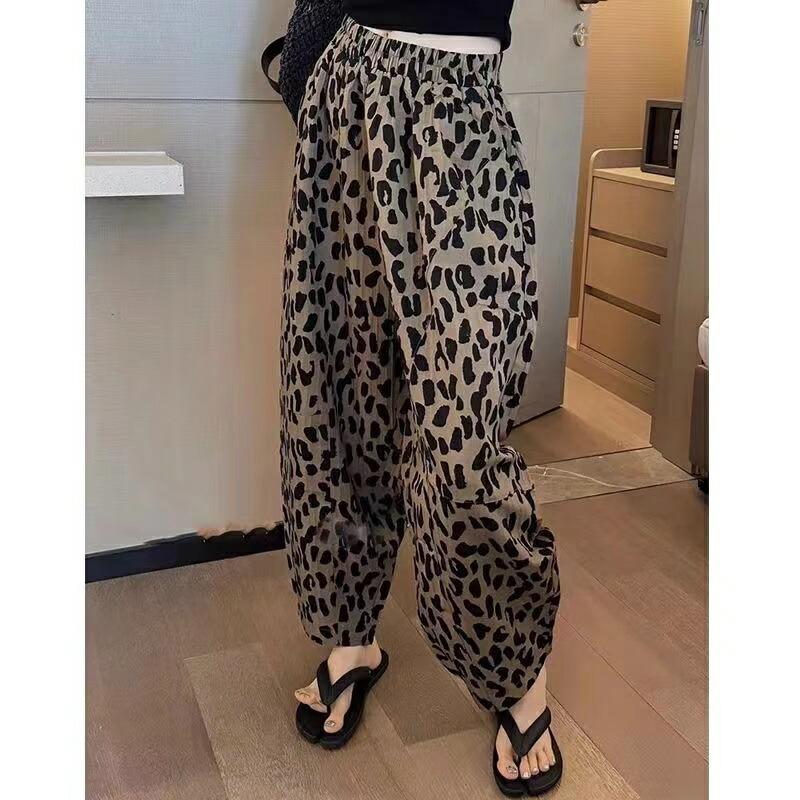 ヒョウ柄パンツ レディース レオパード パンツ ウエストゴム 春 夏