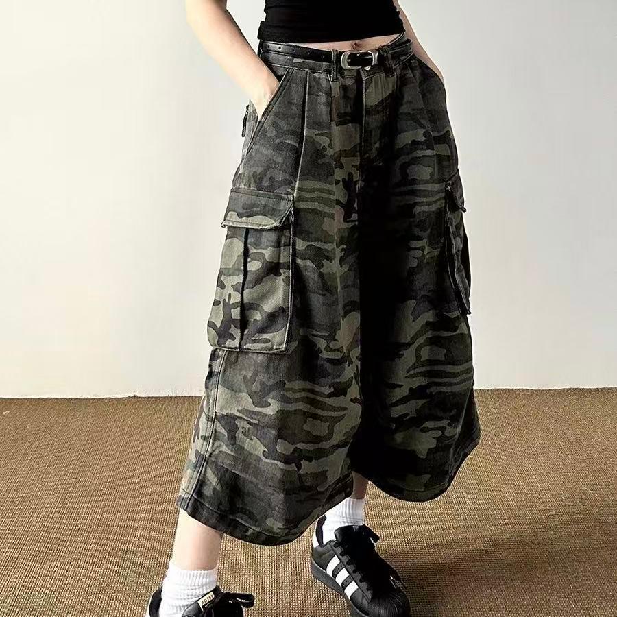 迷彩柄 カーゴパンツ レディース 七分丈 メンズ カモフラ ミリタリー ワークパンツ ゆるカジ ストリート ダンス 衣装 春 夏 短パン SLTE006(2色S-3XL) |  | 02