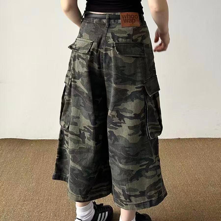 迷彩柄 カーゴパンツ レディース 七分丈 メンズ カモフラ ミリタリー ワークパンツ ゆるカジ ストリート ダンス 衣装 春 夏 短パン SLTE006(2色S-3XL) |  | 03