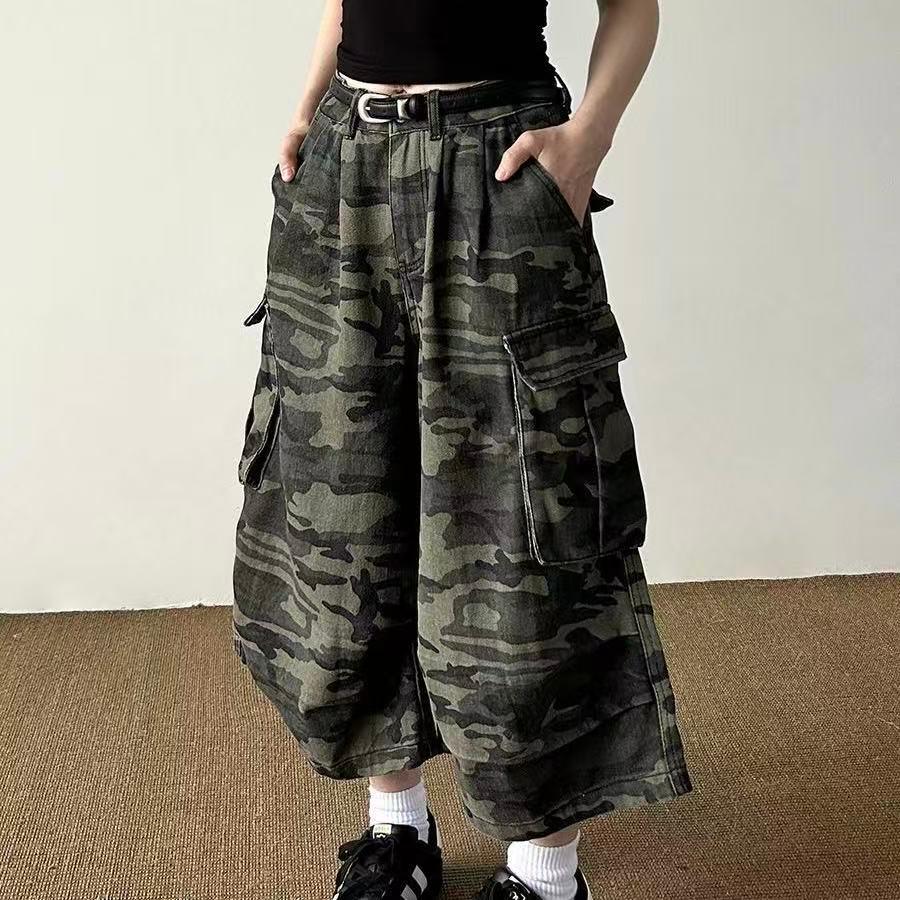 迷彩柄 カーゴパンツ レディース 七分丈 メンズ カモフラ ミリタリー ワークパンツ ゆるカジ ストリート ダンス 衣装 春 夏 短パン SLTE006(2色S-3XL) |  | 04