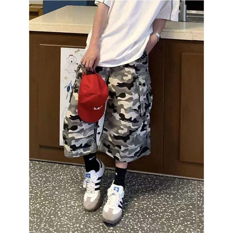 迷彩柄 カーゴパンツ レディース 七分丈 メンズ カモフラ ミリタリー ワークパンツ ゆるカジ ストリート ダンス 衣装 春 夏 短パン SLTE006(2色S-3XL) |  | 07