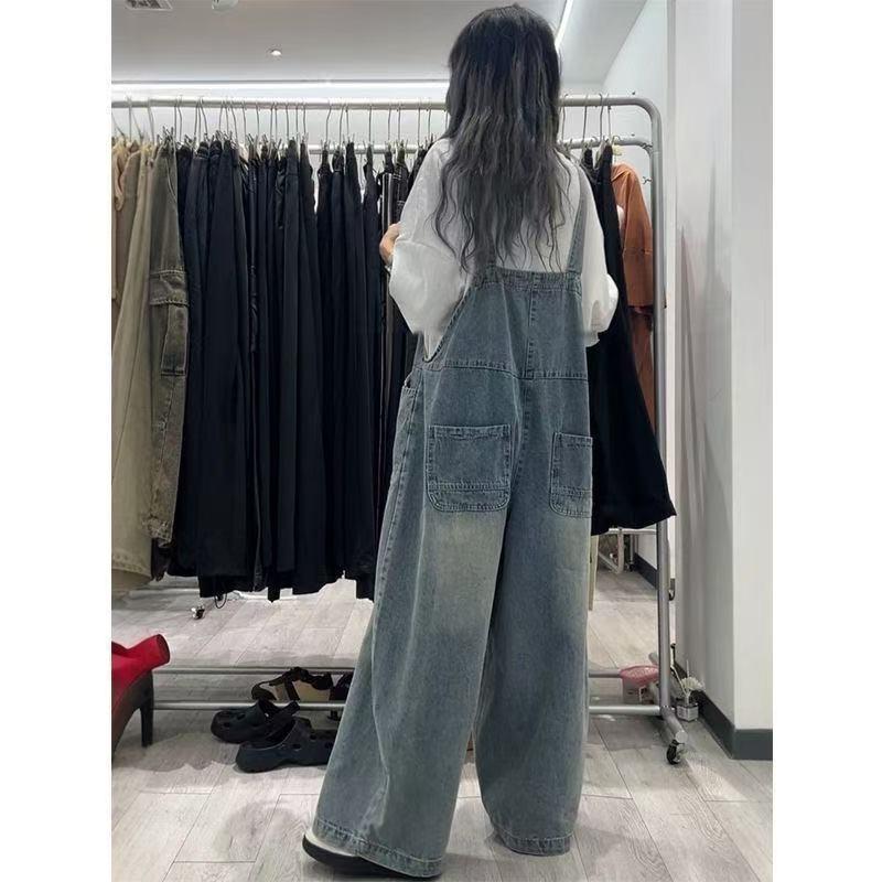レディース オーバーオール サロペット ウォッシュ加工 デニムサロペット ワイドパンツ ポケット付き ゆったり おしゃれ シンプル ダボダボ SLTE030(S-2XL) |  | 02