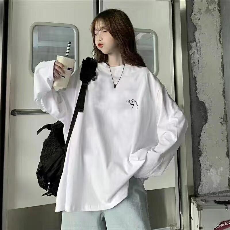 ロングTシャツ カットソー ロングT ロンT シンプル 無地レディース 大きいサイズ 無地 刺? 春秋 秋服 春服 長袖 薄手 丸首 トップス SLUC103(2色S-3XL) | 
