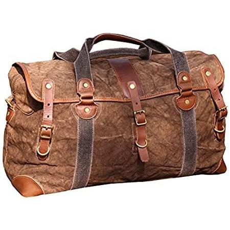 【T-ポイント5倍】 Iblue Canvas Travel Duffel Bag Leather Trim Weekend Overnight Tote Handbag ダッフルバッグ