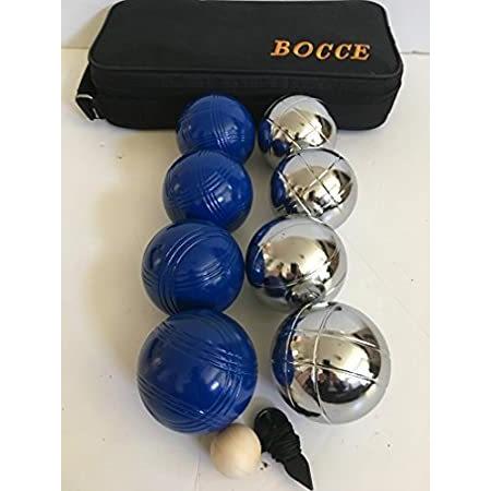 人気定番 Silver 4 with Set Ball 8 Bocce/Petanque Metal 73mm and Bla and Balls Blue 4 ビンゴ、くじ