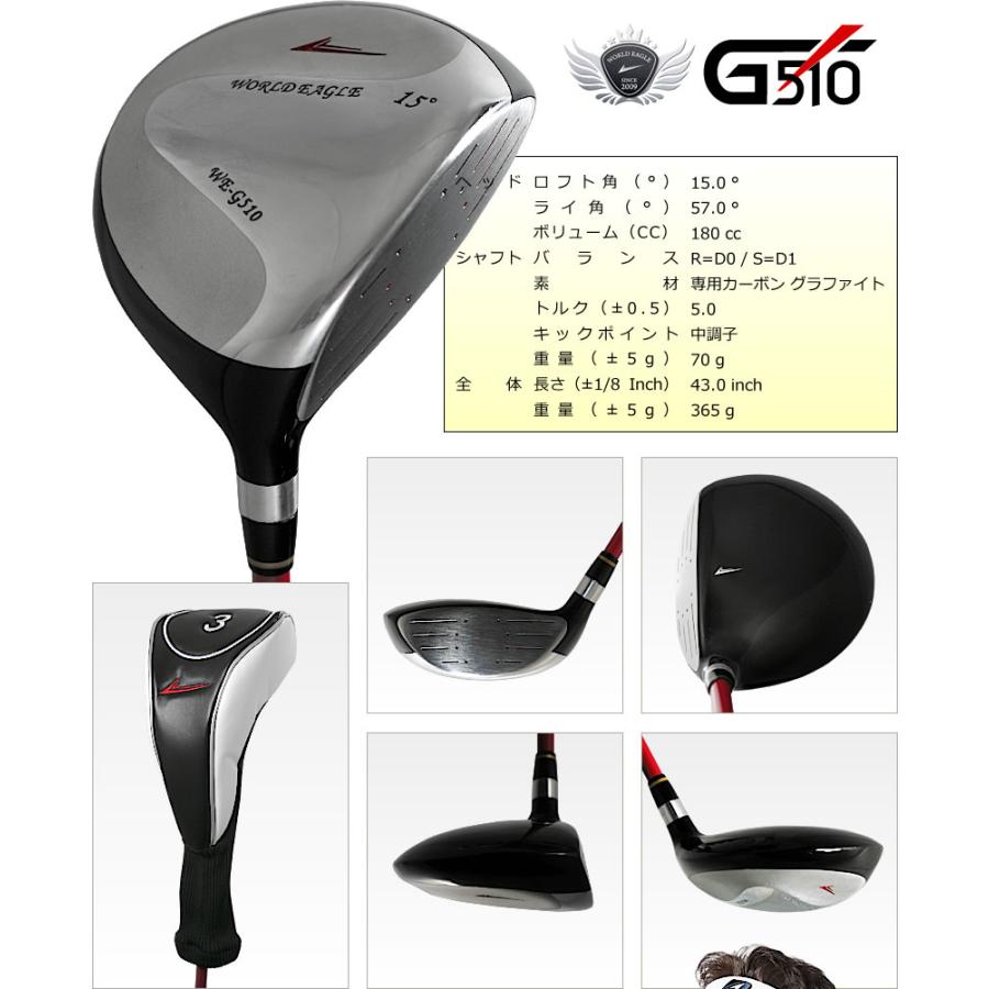 ゴルフクラブセット ワールドイーグル メンズ WE-G510 16点（12本）ゴルフセット キャディーバッグ付 ライム 右用 初心者 新品 爆買 | WORLD EAGLE | 08