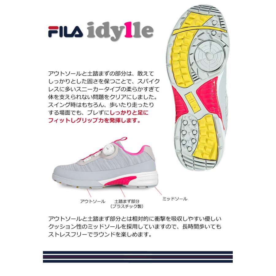 在庫一掃セール！ 数量限定　FILA レディース スパイクレス ゴルフシューズ スニーカー タイプ イディル FL-IDLSL-TJ【PICK-UP】｜worldgolf｜12