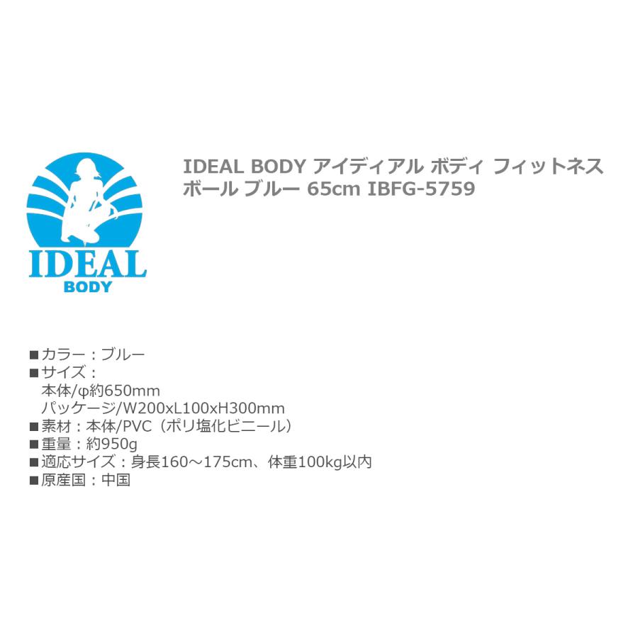 IDEAL BODY アイディアル ボディ フィットネスボール ブルー 65cm IBFG-5759 【IR】 |  | 01