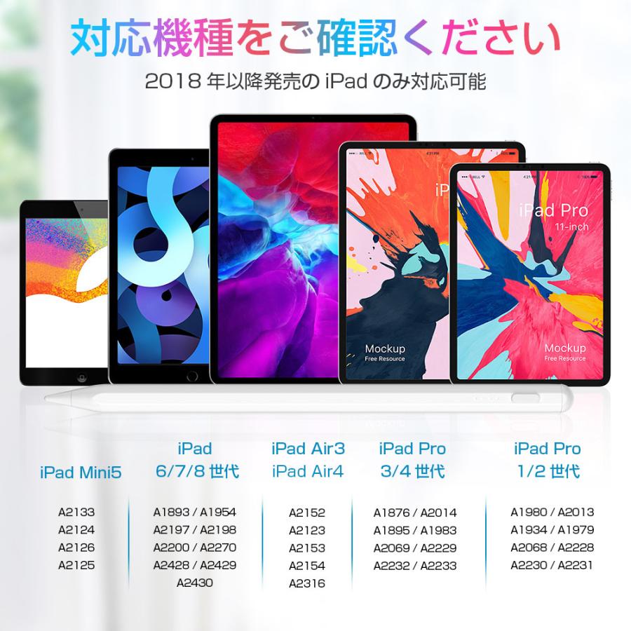 iPad 最新型 タッチペン ペンシル 極細ペン先 磁気吸着 傾き感知