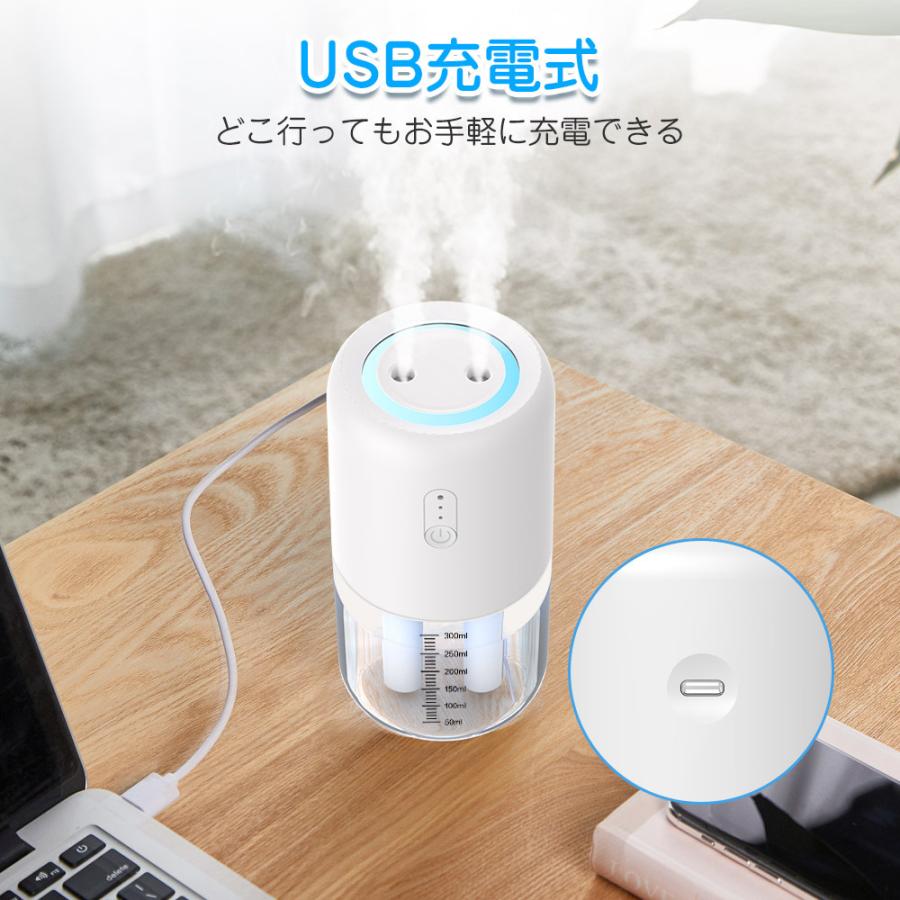 加湿器 卓上 ミニ加湿器 空気浄化機 超音波式 超静音 USB充電式 LEDライト 小型 省エネ 空焚き防止 持ち運び便利 花粉対策に 空焚き防止 乾燥対策 部屋(jsq823)｜worldlinkshop｜14