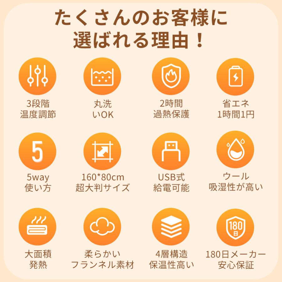 Hokonui 電気毛布 ひざ掛け USB給電 電気ブランケット 160×80 Hokonui 電気毛布 ひざ掛け USB給電 電気ブランケット 160×80
