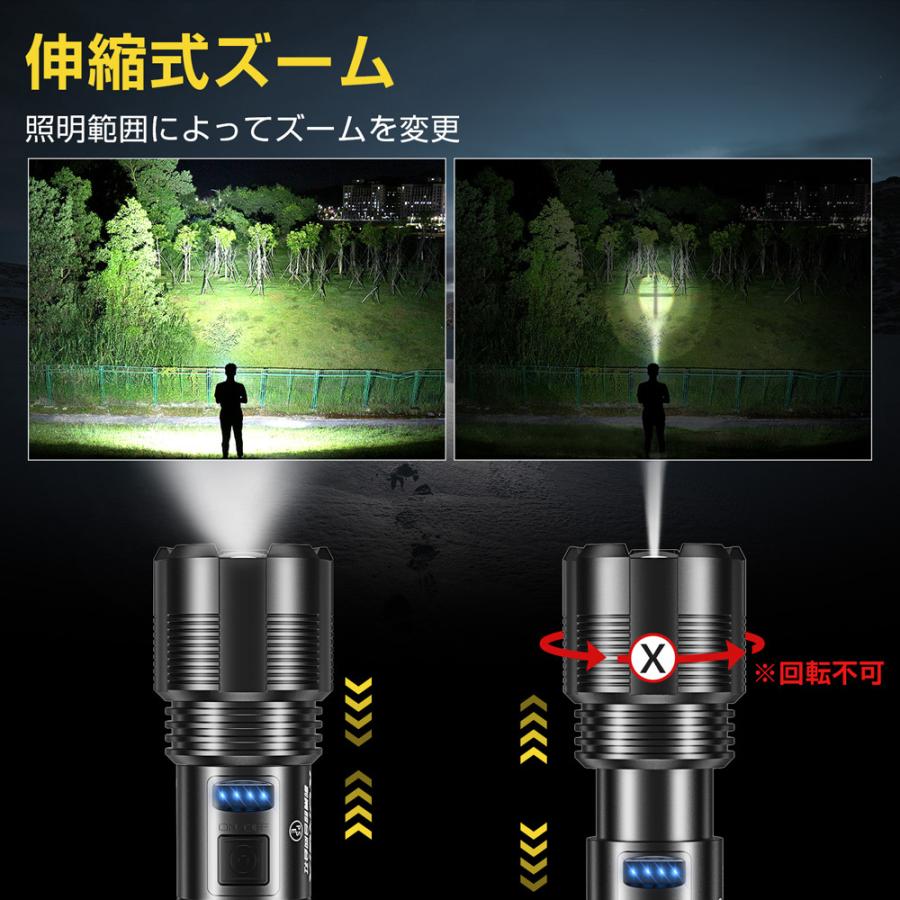 LED懐中電灯 LEDライト USB充電式 ハンディライト IPX6防水 小型 超高輝度 登山 夜釣り 作業用 フラッシュライト アウトドア Cree PSE認証 地震防災｜worldlinkshop｜08