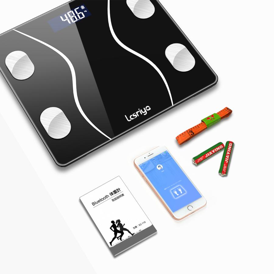 体重計 Bluetooth 体組成計 スマホ連動 体脂肪計 LCD 高精度 体