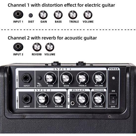 アコースティック/エレクトリック ギターアンプ, 15 W Portable Bluetooth アンプ for ギター アコースティック/エレクトリック with Reverb Effect, 2 Band｜worldmusic｜02