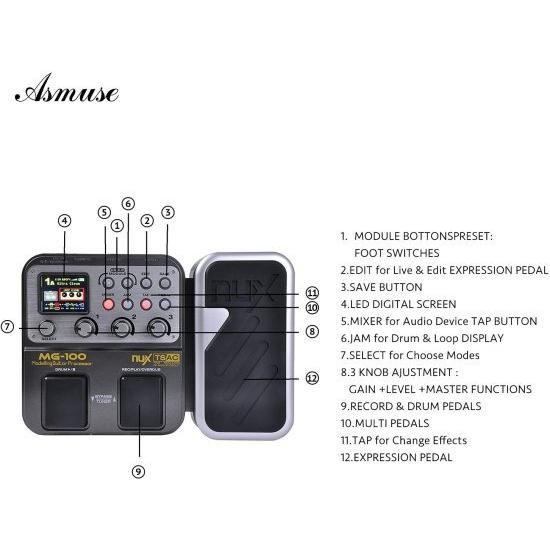 MG-100 Professional マルチエフェクトペダル プロセッサー Musical Instrument Parts 40s Record 55 Effect Mode 10 Sound Di Box エレクトリック ギター a_1