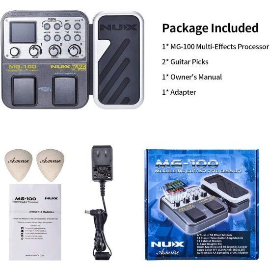 MG-100 Professional マルチエフェクトペダル プロセッサー Musical Instrument Parts 40s Record 55 Effect Mode 10 Sound Di Box エレクトリック ギター a_5