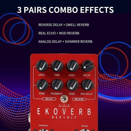 FLAMMA FS22 ステレオ ディレイ and Reverb ペダル Digital ギター エフェクトペダル with Reverse ディレイ Shimmer Reverb Tap Tempo Freeze Trail On Fun_1
