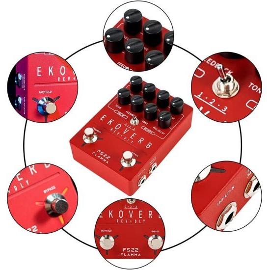 FLAMMA FS22 ステレオ ディレイ and Reverb ペダル Digital ギター エフェクトペダル with Reverse ディレイ Shimmer Reverb Tap Tempo Freeze Trail On Fun_5