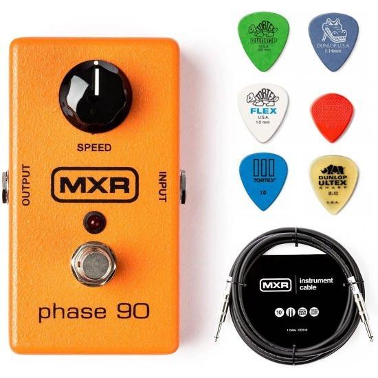 MXR M101 Phase 90 エフェクトペダル バンドル with MXR Instrument ケーブル and 6 Assorted Dunlop Picks