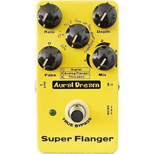 Aural Dream Super Flanger ギター エフェクトペダル provides 3 Flanger modes，6 modulation waveforms and double feedback modes，トゥルー バイパス