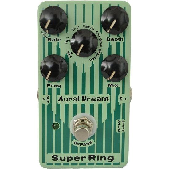 Aural Dream Super Ring ギター エフェクトペダル provides 2 ring modes and 6 modulation waveforms through adjusting Rate and fluctuating Depth to si