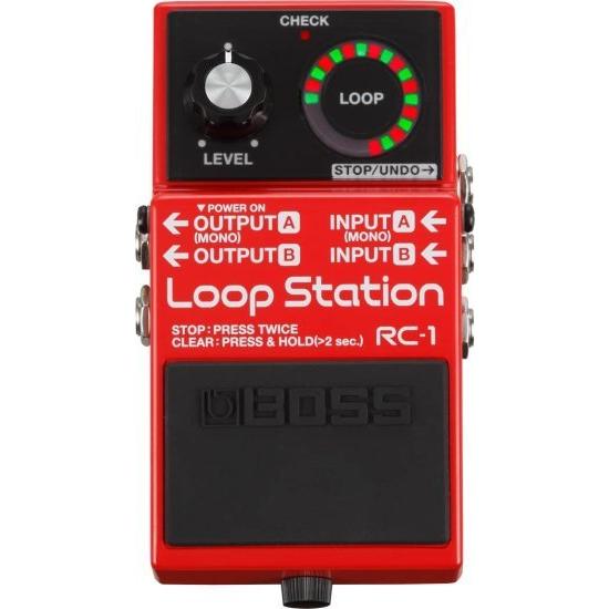 Boss RC-1 Loop Station バンドル with Power Adaptor， Roland 10ft Instrument ケーブル， Roland 6in Patch ケーブル， and Roland Picks_1