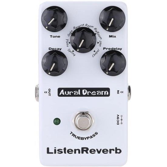 Aural Dream Listen Reverb ギター エフェクトペダル includes Spring，Plate，Gate，Reverse，Room，Hall and Church Reverb.