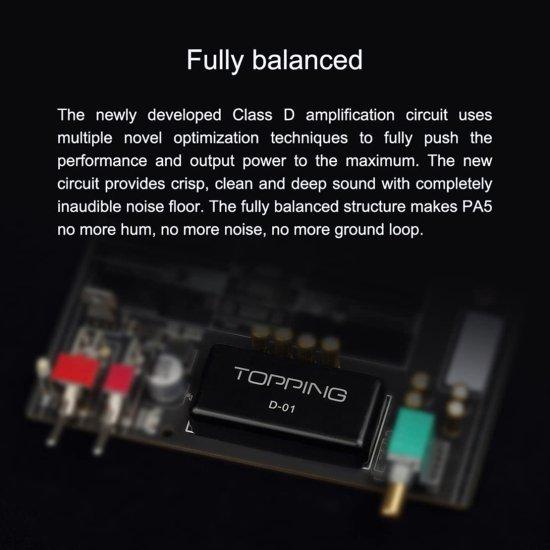 Topping PA5 Fully Balanced パワー アンプlifer 140w×2 TRS×2 Input