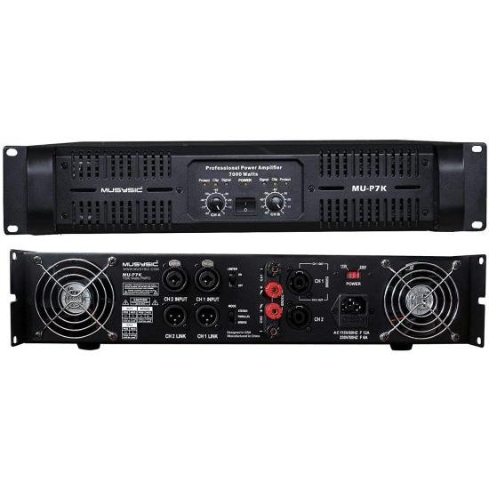 MUSYSIC Professional 2 Channel 7000 Ws DJ PA パワー アンプ Signal out MU-P7K