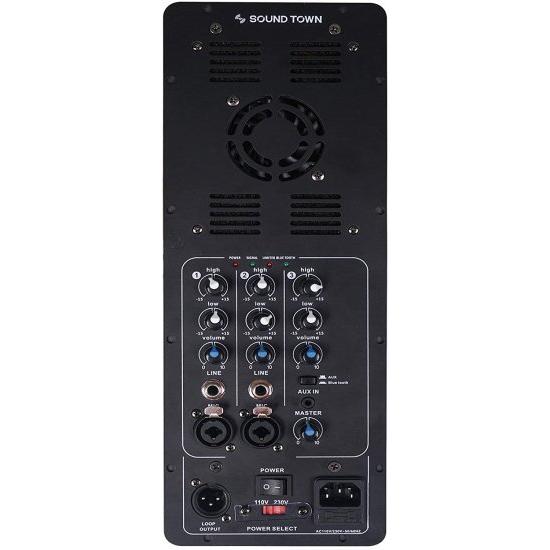 Sound Town Class-D Plate アンプ for PA DJ スピーカー キャビネット and ラウドスピーカーs， 400W RMS， w/Bluetooth， 3-Channel Mixer (STPA3L-400D)