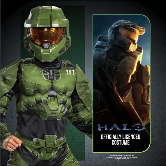 Disguise Halo Master Chief Infinite Muscle Boys Costume, Green \u0026 Black, Small (4-6)_1