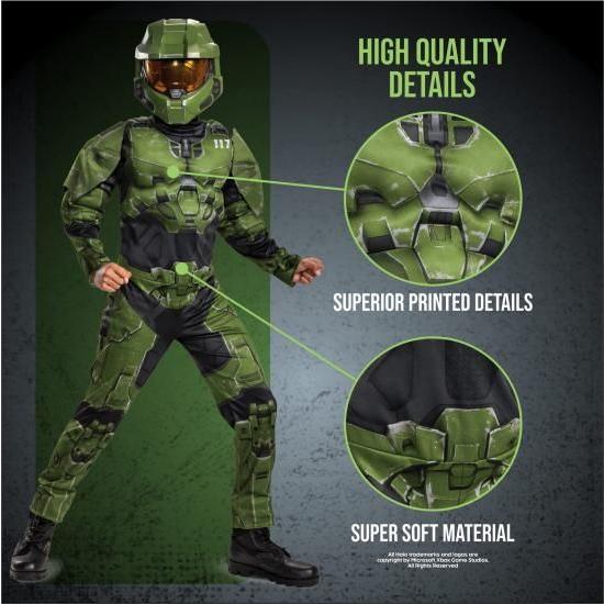 Disguise Halo Master Chief Infinite Muscle Boys Costume, Green \u0026 Black, Small (4-6)_2