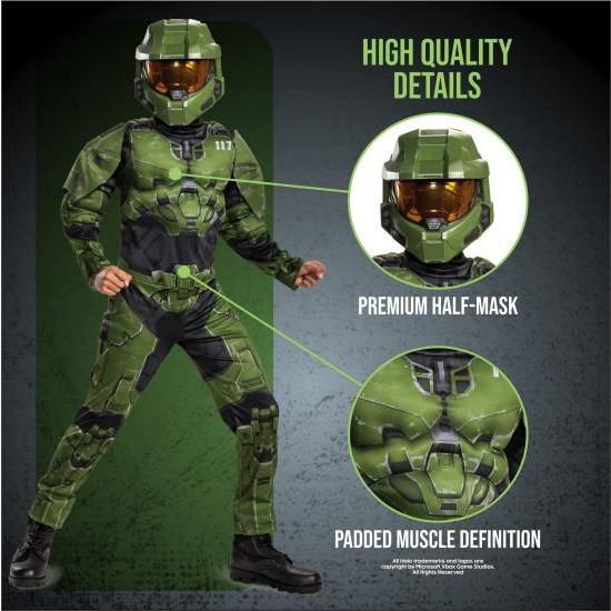 Disguise Halo Master Chief Infinite Muscle Boys Costume, Green \u0026 Black, Small (4-6)_3