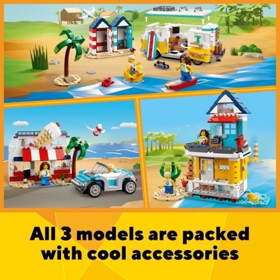 LEGO Creator 3イン1 ビーチキャンパーバンビルディングキット キャンピングカーからアイスクリームショの画像