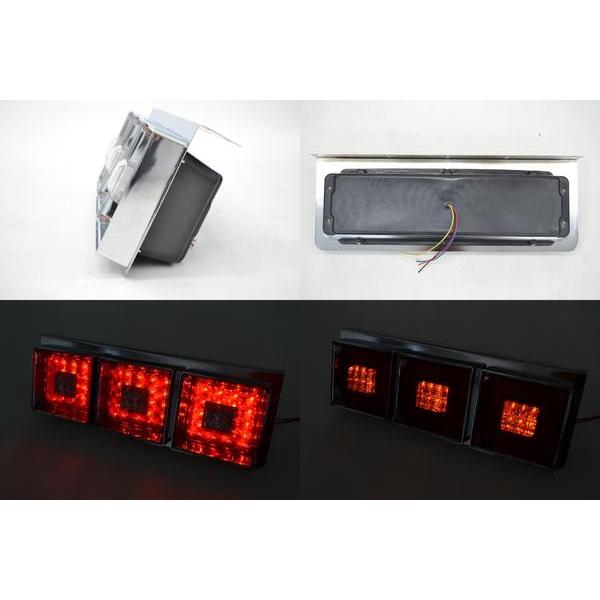 LED 角型 紅白 3連LEDテールランプ クリスタルカット 24V 左右set