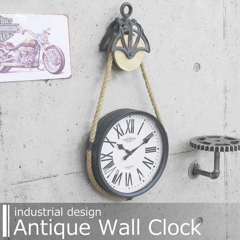 ウォールクロック 壁掛け時計 アンティーク インダストリアル 工業系