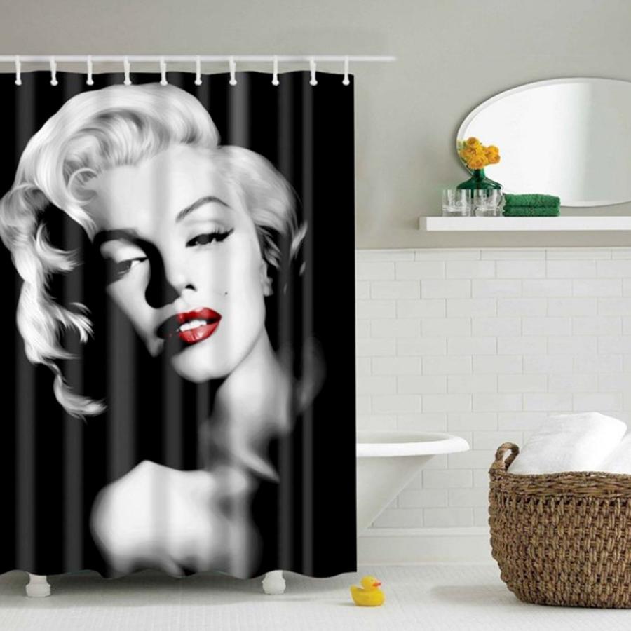 シャワーカーテン リングランナー付き カーテン 浴室 インテリア 保温 防水 お風呂 仕切り バス マリリンモンロー おしゃれ Sc 03