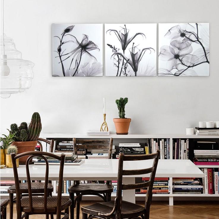 インテリアアートパネル 油彩絵画 壁掛け装飾 モダン 雑貨 X線 レントゲン モノクロ 白黒 花 スタイリッシュ 50 50cm3枚セット 22 Worldnetヤフーショッピング店 通販 Yahoo ショッピング