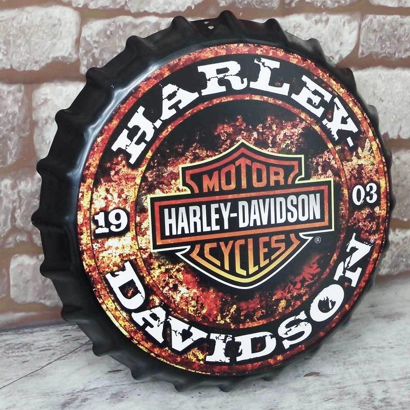 王冠 ブリキ看板 蓋 ハーレーダビッドソン HARLEY DAVIDSON バイク アメリカン雑貨 ヴィンテージ アメリカンレトロ 雑貨 35cm 【BZ-47】|worldnet|03