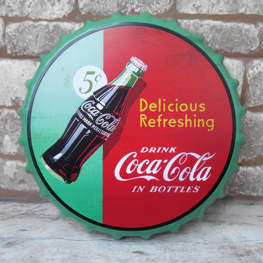 王冠 ブリキ看板 蓋 コカコーラ Coca Cola 瓶 ウォールサイン 