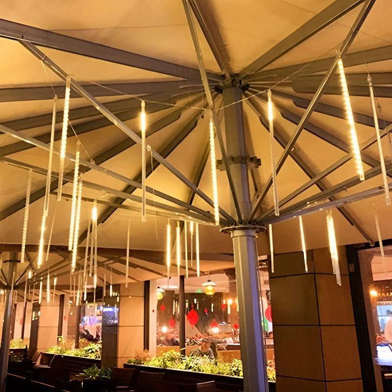 豪華 50cm流れるスノーフォールライト つらら USB LEDイルミネーション スノードロップ  50cm8本セット 防水 屋内屋外 ゴールド 金色 KR-66 | ブランド登録なし | 06