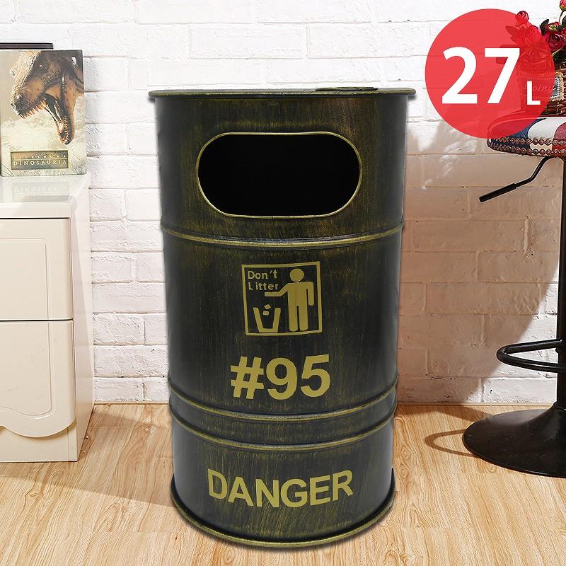 アメリカンレトロ ドラム缶型 半円 ゴミ箱 ダストボックス ダストビン