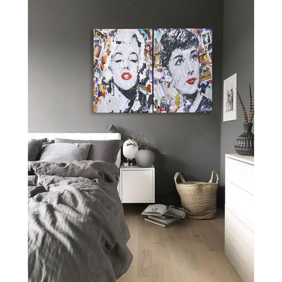 インテリアアートパネル 油彩絵画 壁掛け装飾 マリリンモンロー オードリーヘップバーン アメリカン雑貨 おしゃれ 70 50cm 2枚セット 100 Worldnetヤフーショッピング店 通販 Yahoo ショッピング